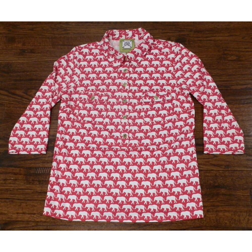 Elizaberth McKay Alexia Shirt Red Elephant Womens Large